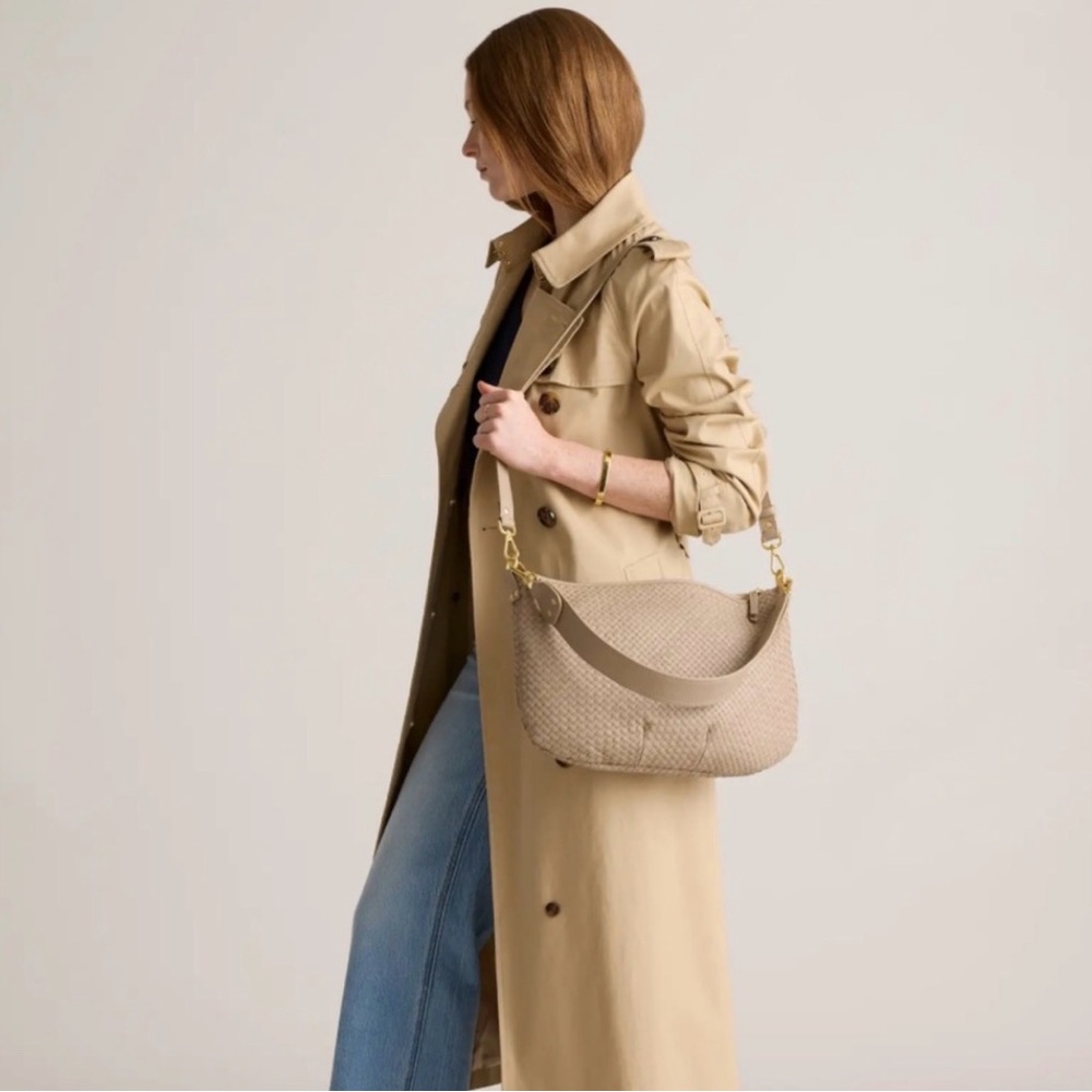 Quince Beige Woven Leather Crossbody Bag